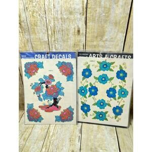 Psychedelic Flowers Meyercord Decal Sheets Vintage Set Of 2